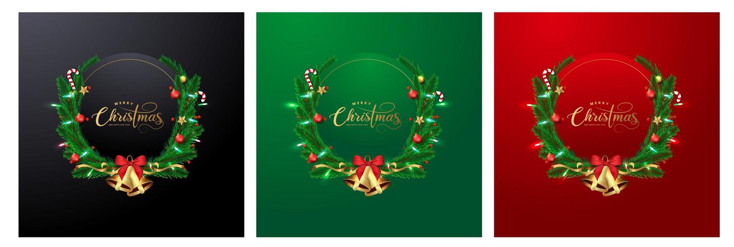 Christmas greeting card with wreaths and space for text vector