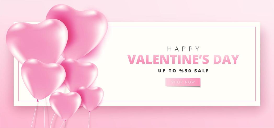 Banner de venta de feliz día de San Valentín vector