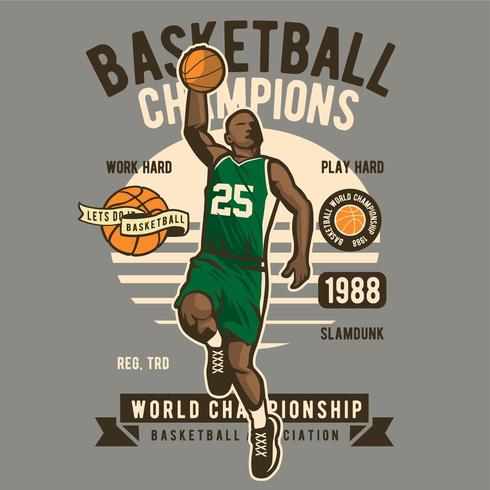 Young man playing basketball vintage style vector