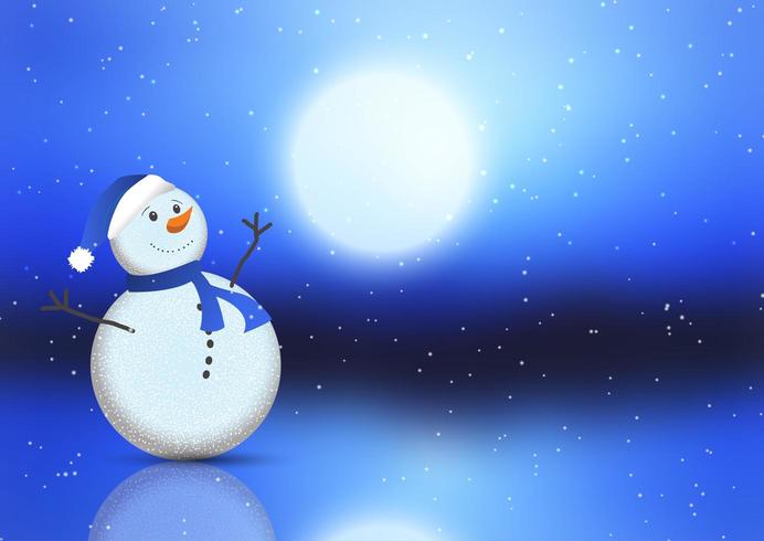 Christmas background with cute snowman vector