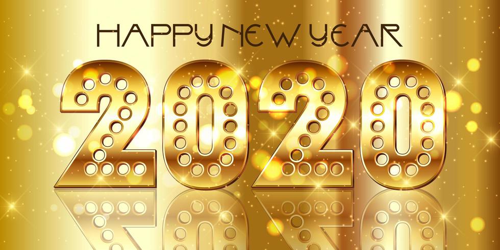 Happy New Year background with decorative gold numbers vector