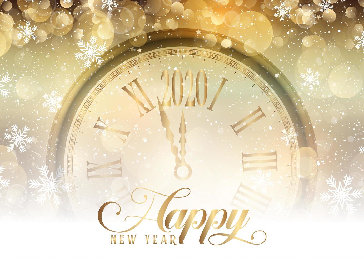 Gold Happy New Year with clock design 688555 Vector Art at Vecteezy