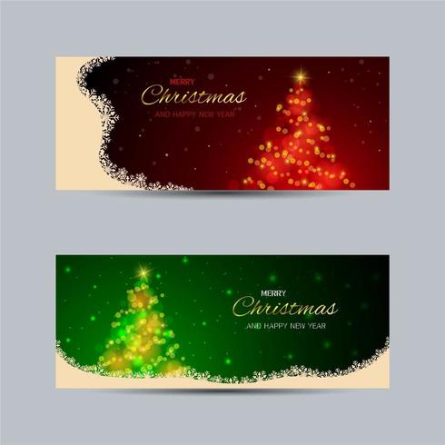 Luz de árbol de Navidad y texto para banner vector