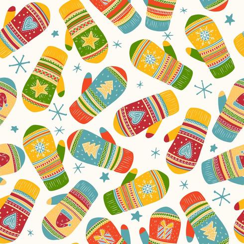 Colorful mittens pattern vector