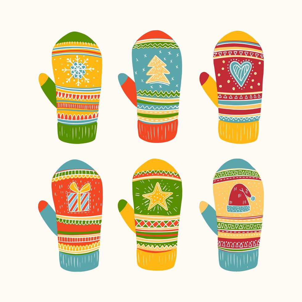 Mittens colorful collection vector