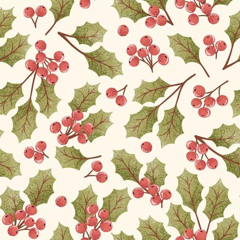 Holly berry seamless pattern vector