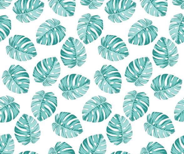 Monstera blue Pattern vector