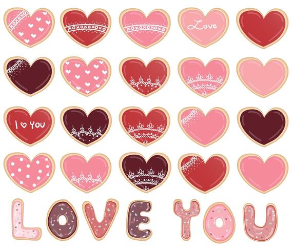 Valentine's cookies set vector