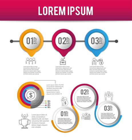 plan de proceso de datos de estrategia de infografía vector