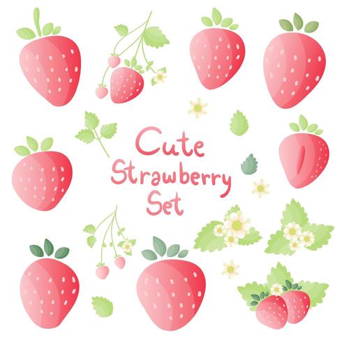 Set of strawberry in different shapes 688751 Vector Art at Vecteezy