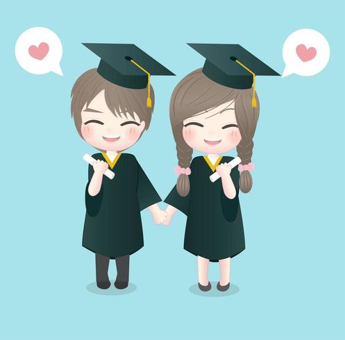 Graduation day with boy and girl vector