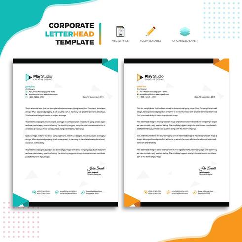 Corporate business letterhead template design vector