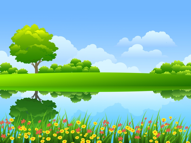 River and flowers 688855 Vector Art at Vecteezy