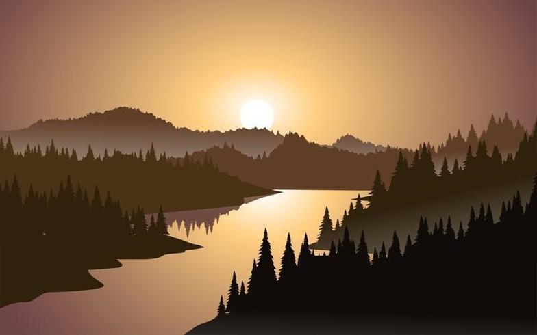 Mountain sunset vector