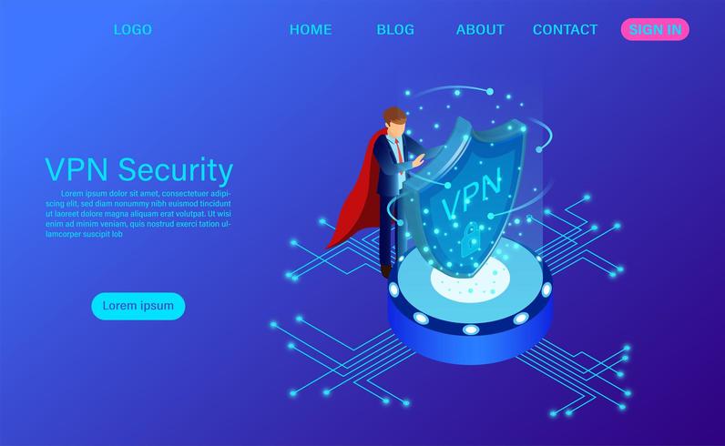 Virtual private network security landing page vector