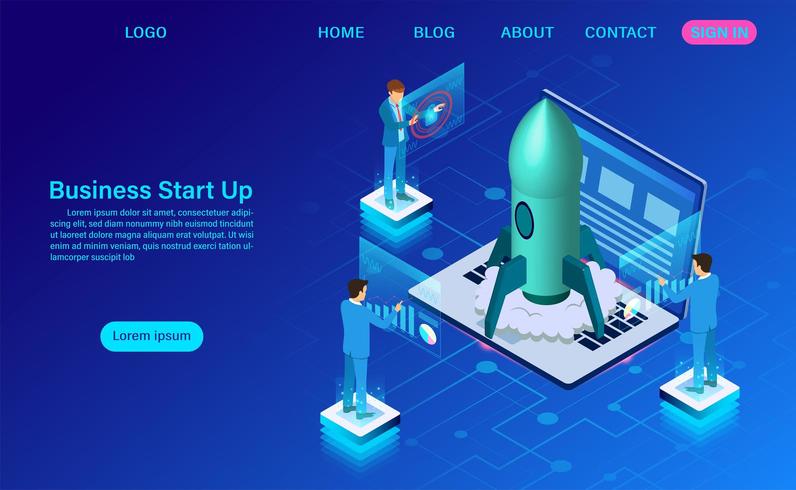 Business start up concept landing page  vector