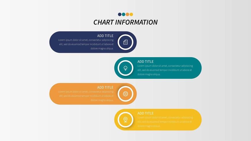 Four-step infographic with rounded shapes and business icons vector