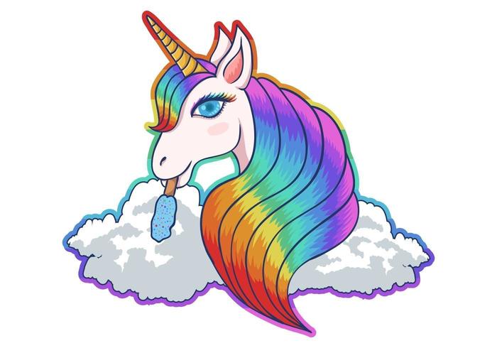 Colorful unicorn cloud illustration vector