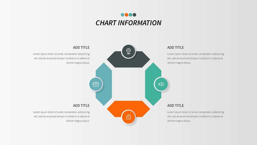 Infografía de bucle de cuatro pasos con iconos de negocios vector