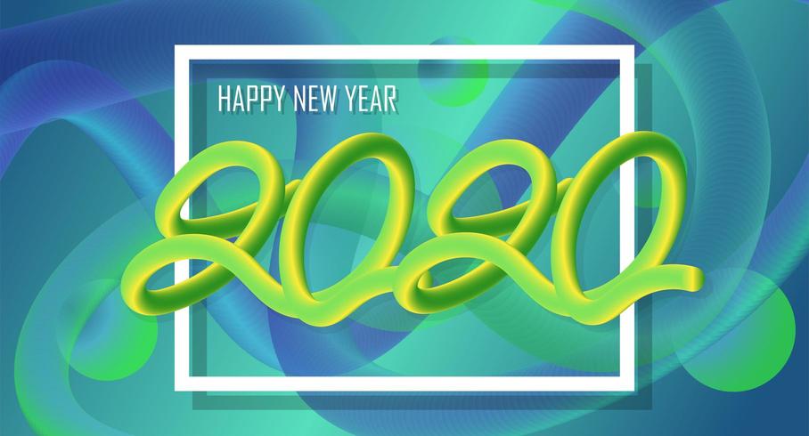 Happy New Year 2020 Colorful Design 3d Liquid Background