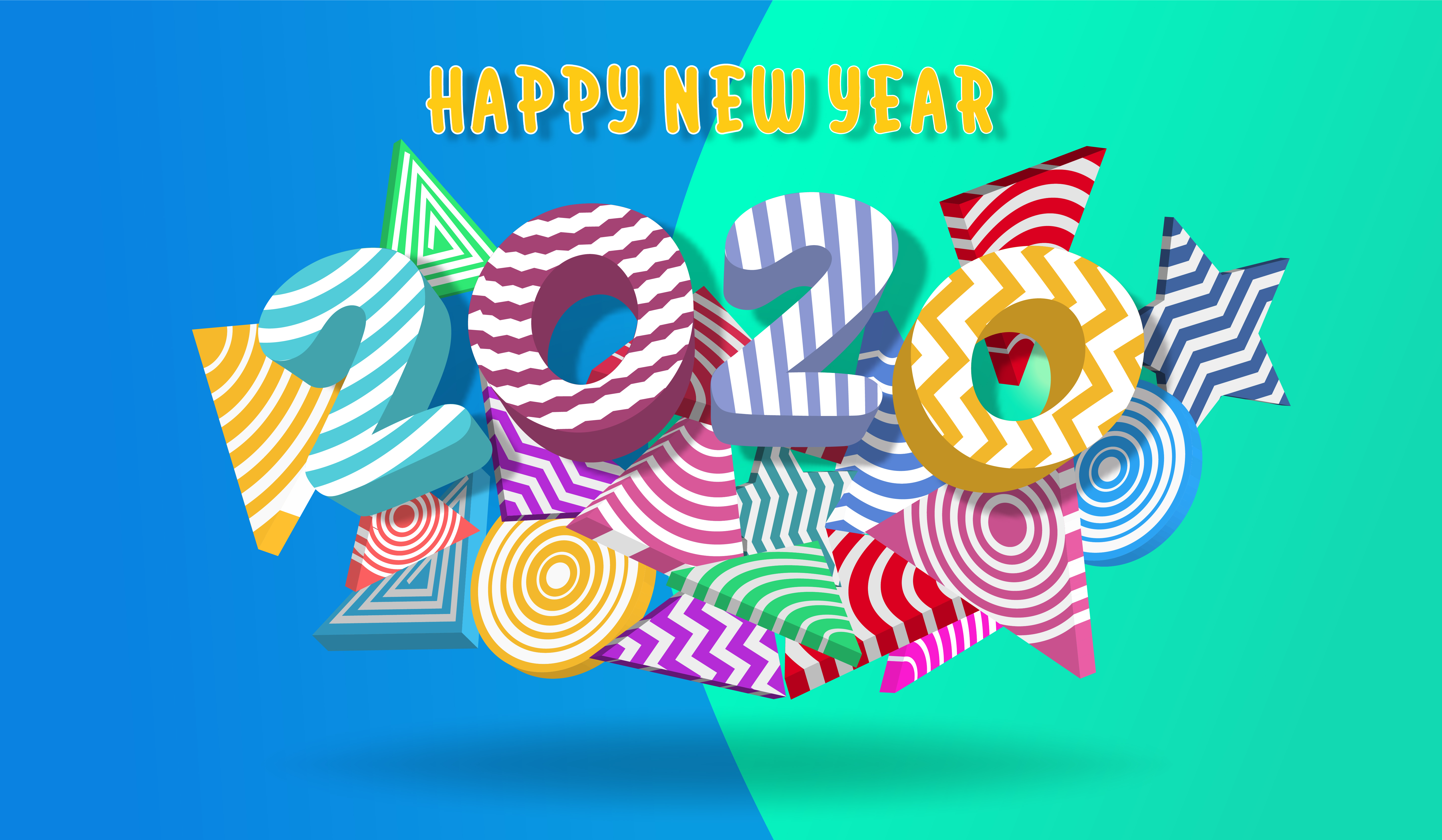 Happy new year 2020 Colorful Design 3D Liquid background ...