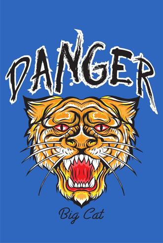 Danger slogan with tiger head  vector