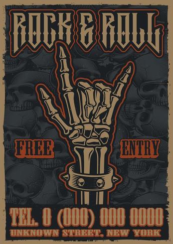 Color vintage poster on the theme of rock and roll vector