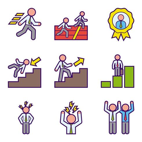 Iconos de desarrollo de carrera de empresario vector