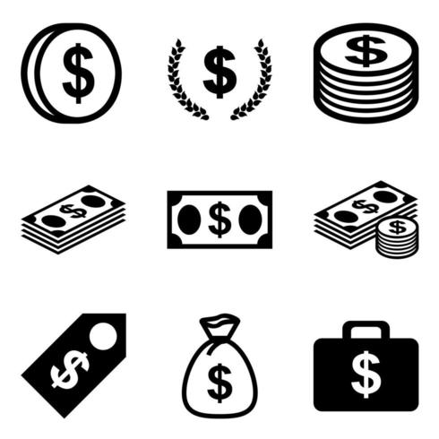 Dollar Bills and Coins vector