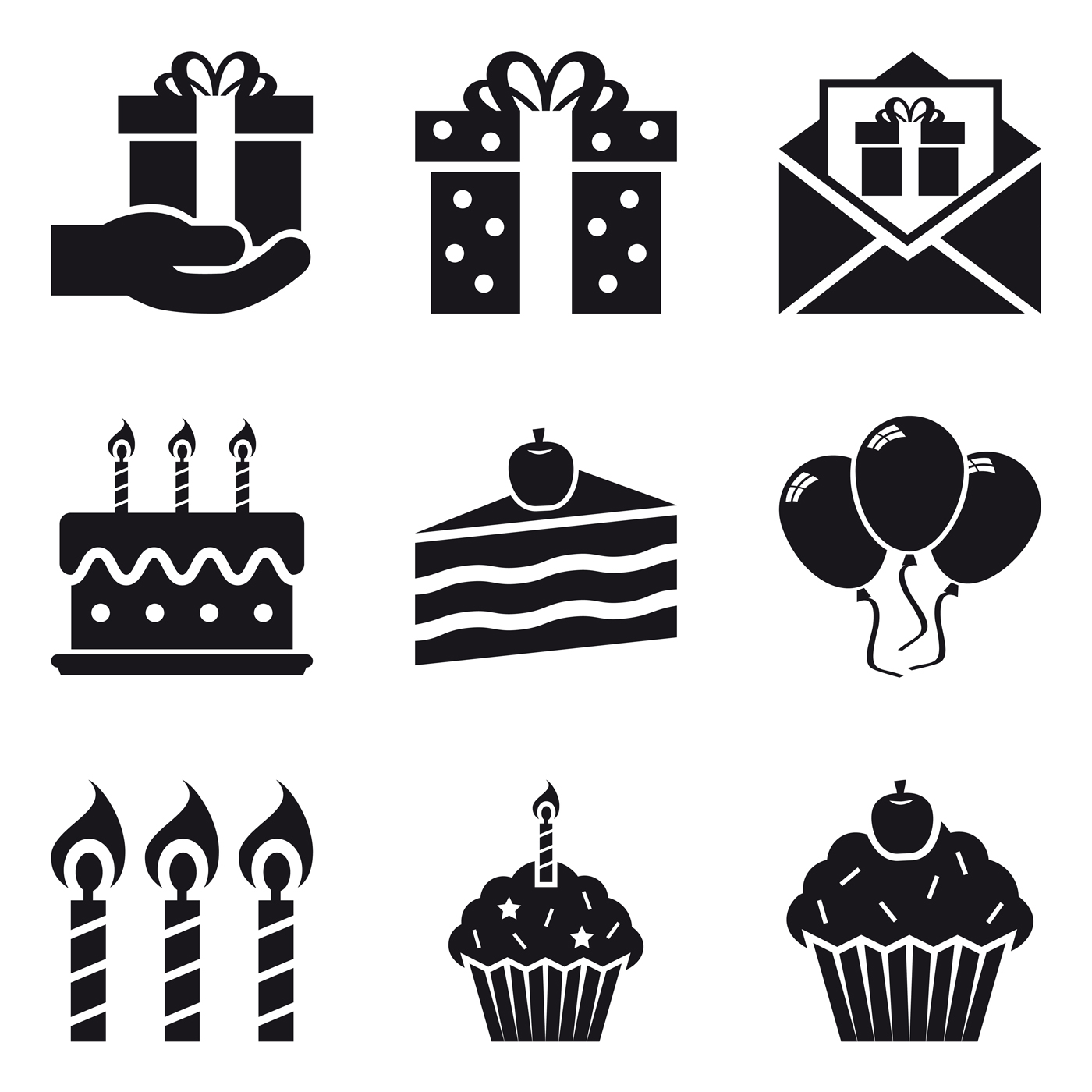 Birthday Party Icon Set 689000 Vector Art At Vecteezy