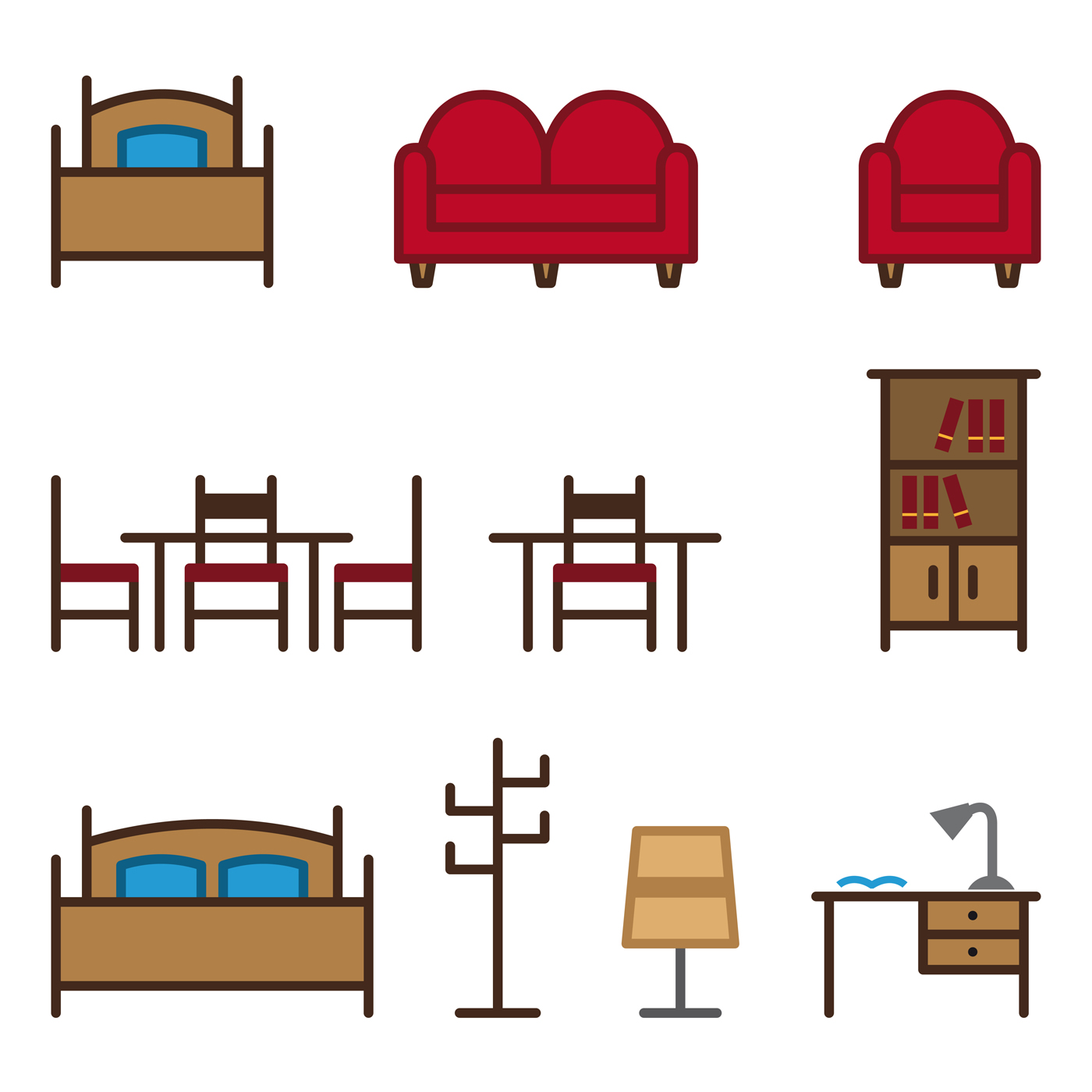 Color Furniture Icon Set Download Free Vectors Clipart Graphics Vector Art