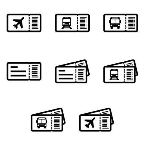 Transportation Tickets Icon Set vector