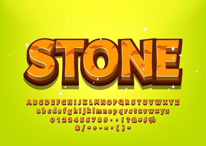 Stone 3d cartoon alphabet for game title  vector