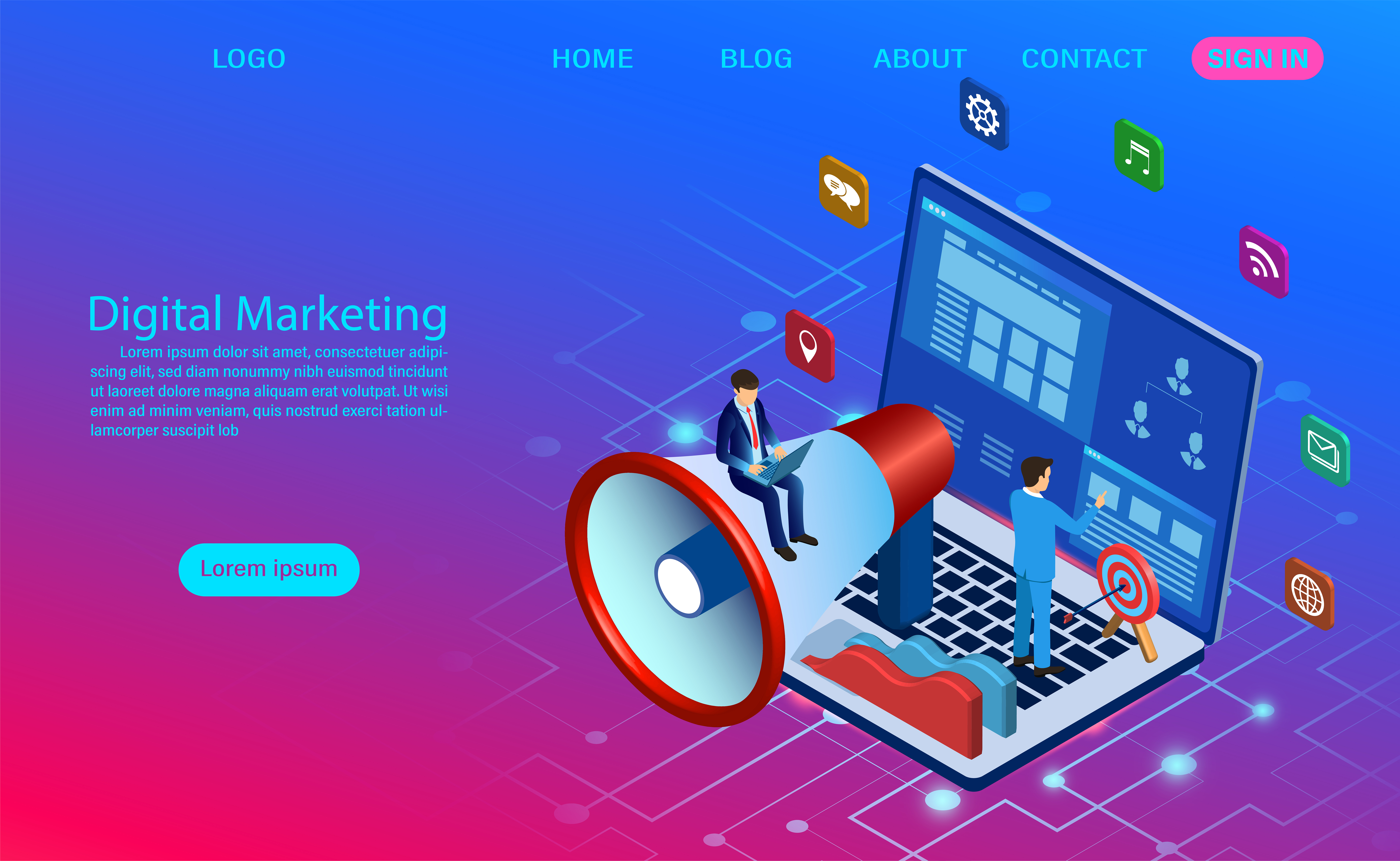 Isometric Digital Marketing Vector Art, Icons, and Graphics for Free