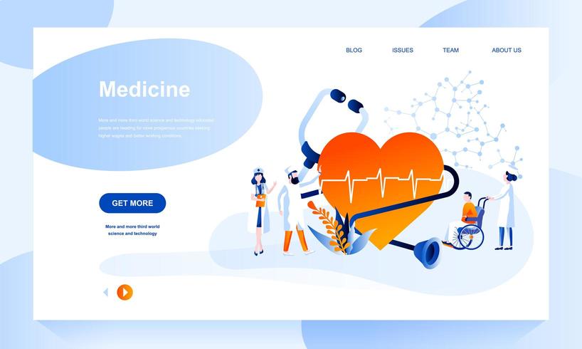 Medicine landing page template with header vector