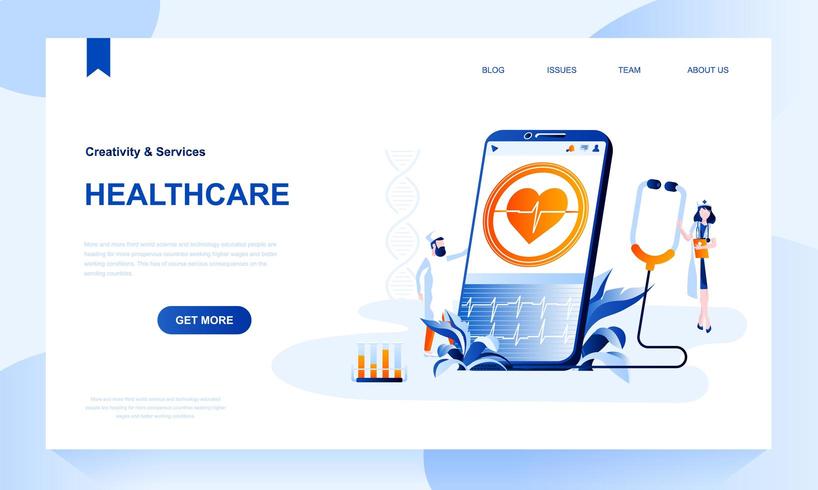 Healthcare landing page template with header vector