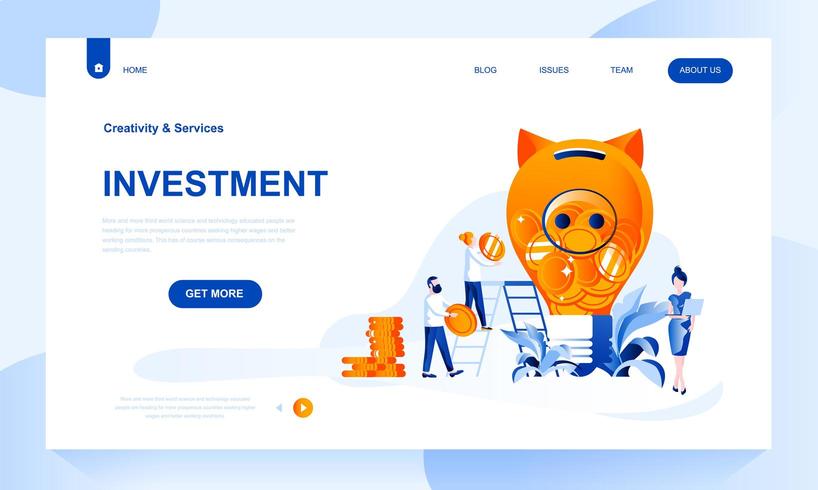 Investment landing page template with header vector