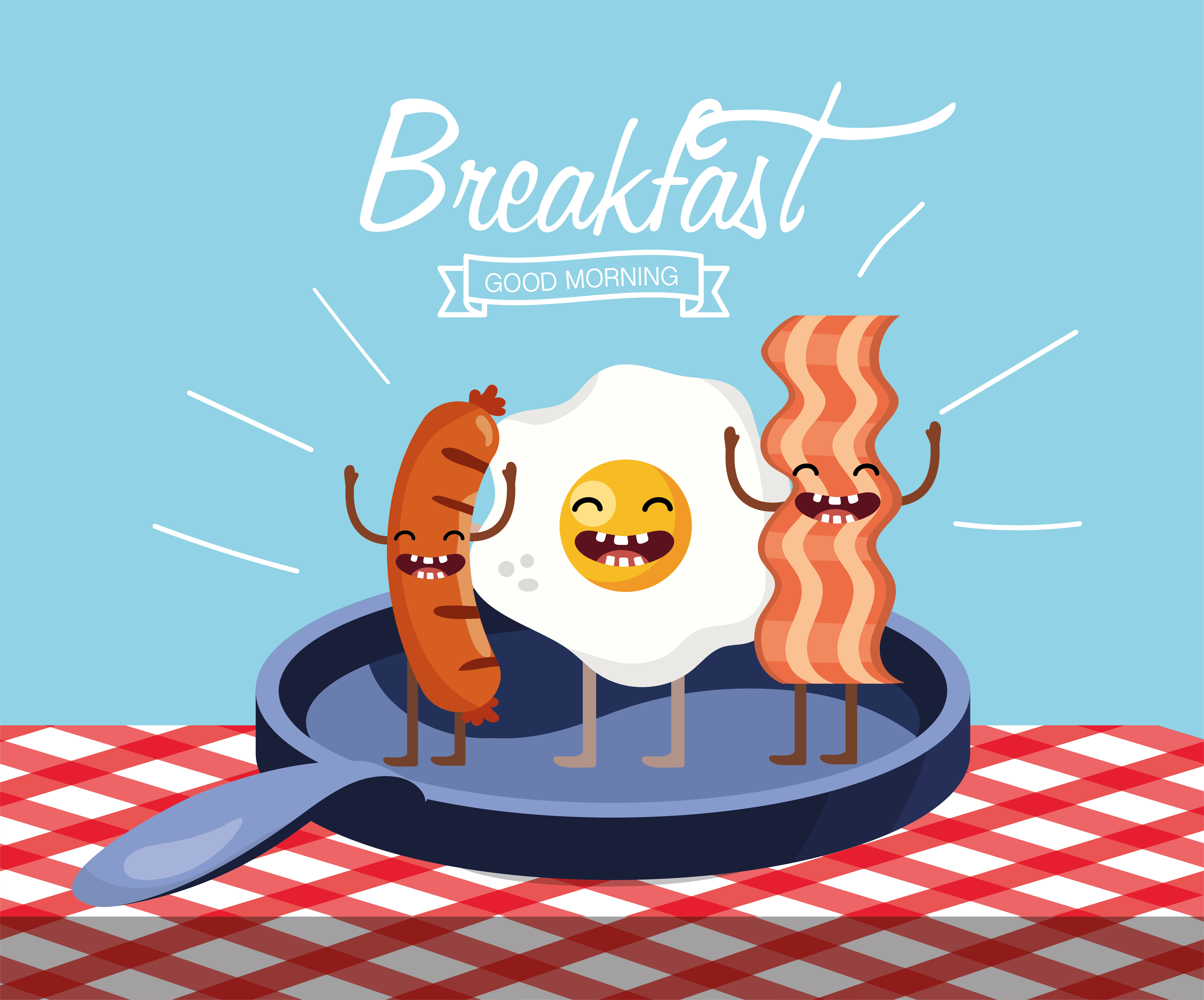 Bacon And Eggs Smiley Face Cartoon