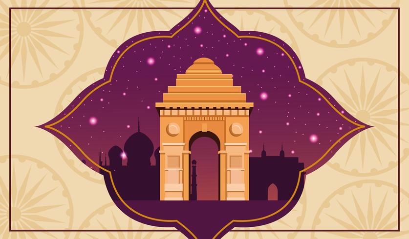 India national monument building architecture vector