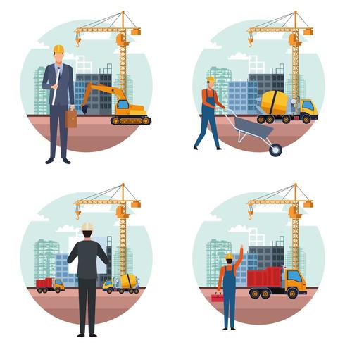 construction engineer cartoon set vector