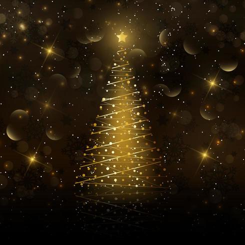 Golden Christmas tree background  vector