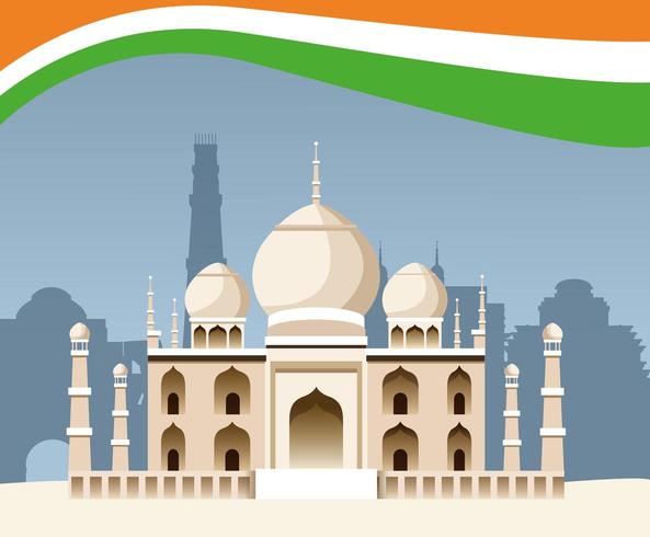 India national monument building architecture vector