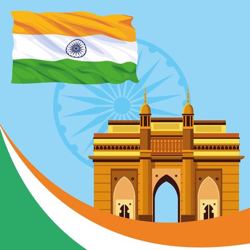 India national monument building architecture vector