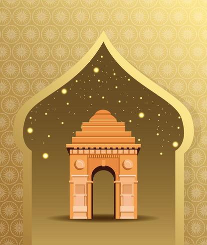 India national monument building architecture vector