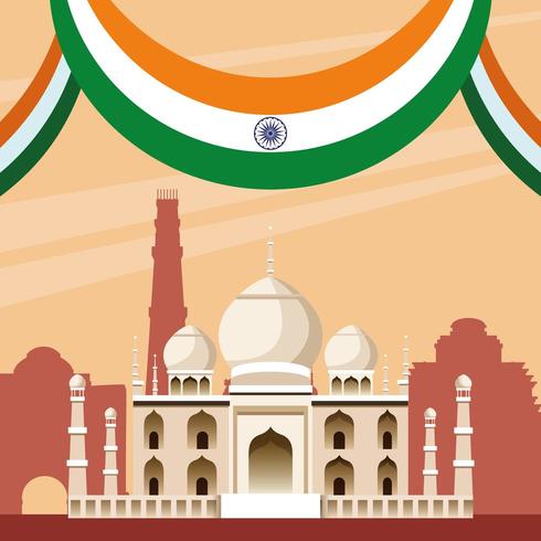 India national monument building architecture vector