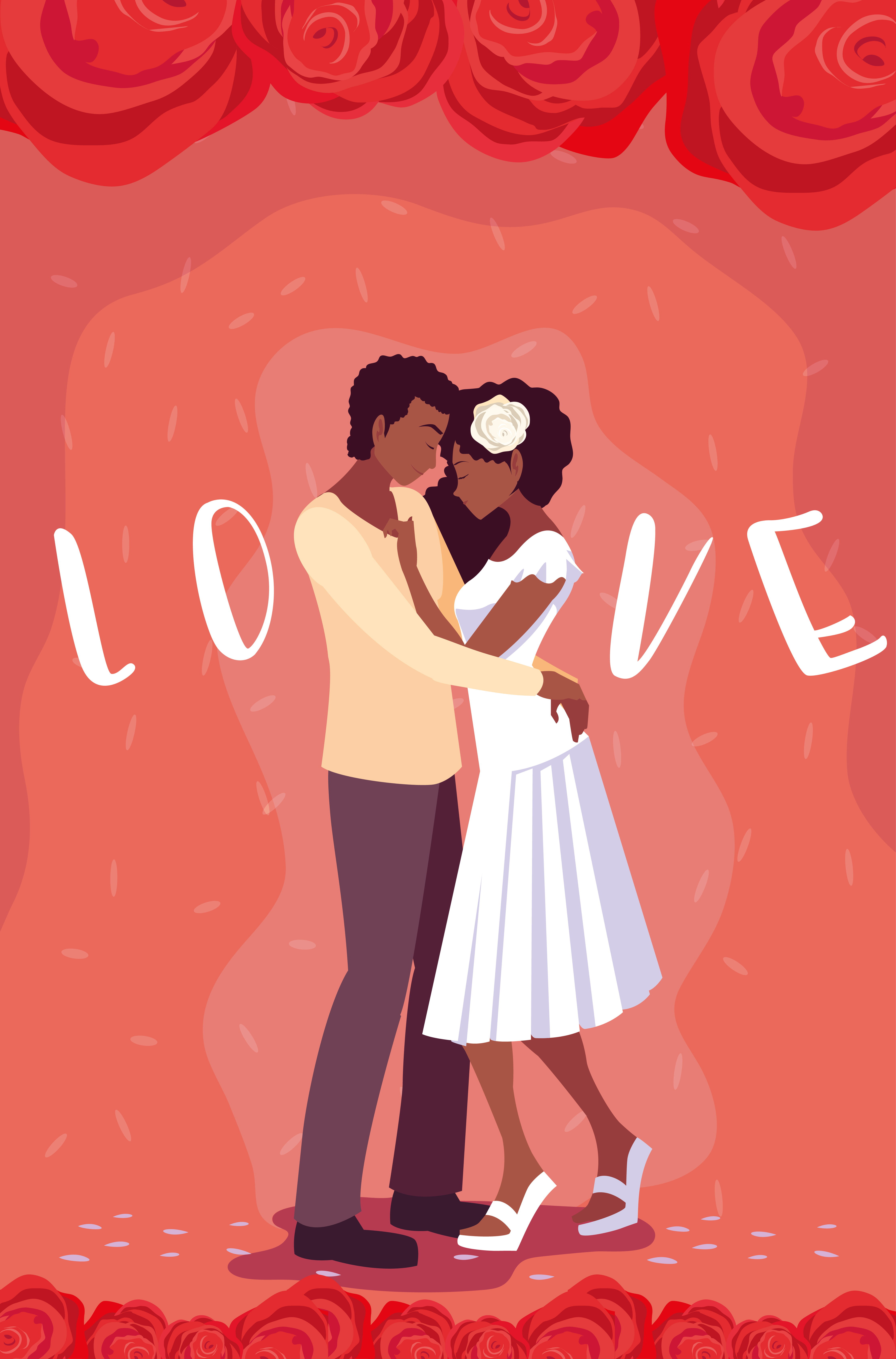 Vector Design For Young Couple, Card Or Poster With Profile