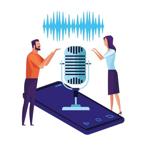 People using voice recognition vector