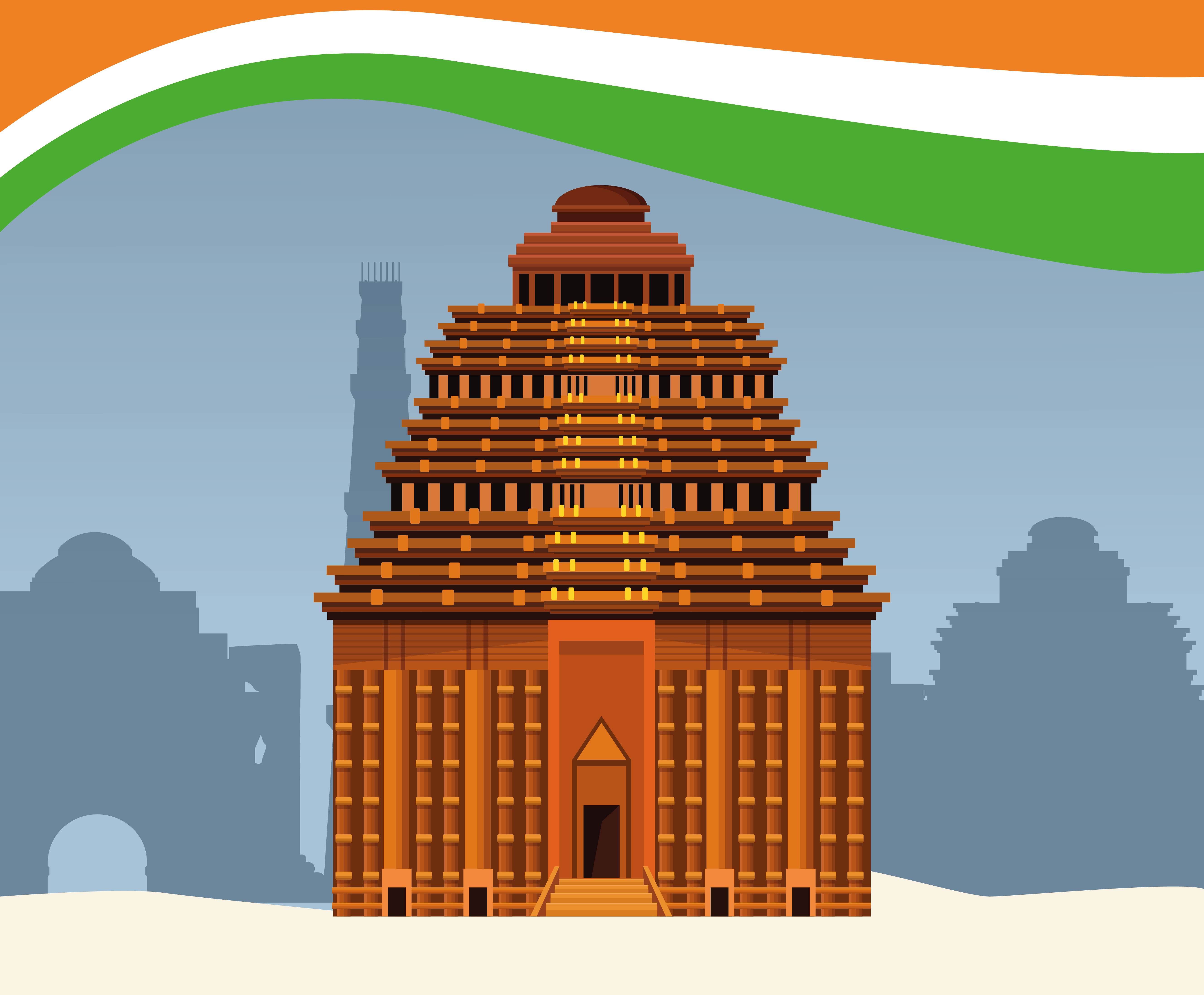 India national monument building architecture 689233 Vector Art at Vecteezy