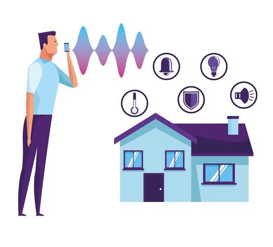 Personas que usan reconocimiento de voz vector