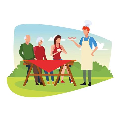 Family barbecue picnic vector